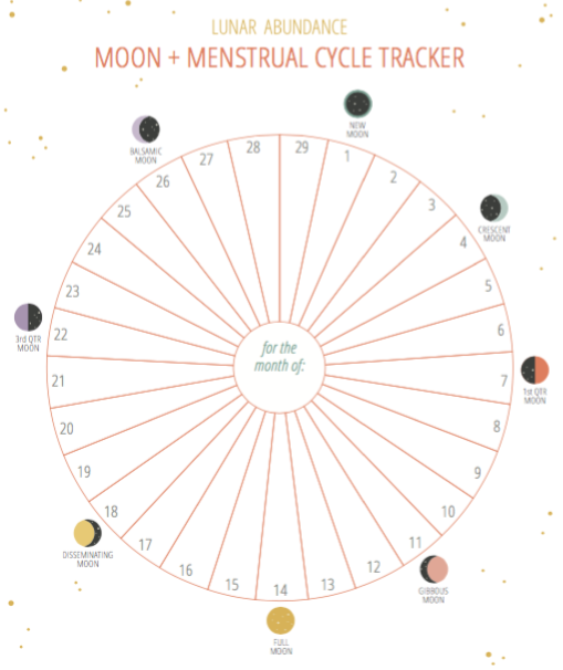 Free Moon + Menstrual Tracker - Lunar Abundance by Ezzie Spencer